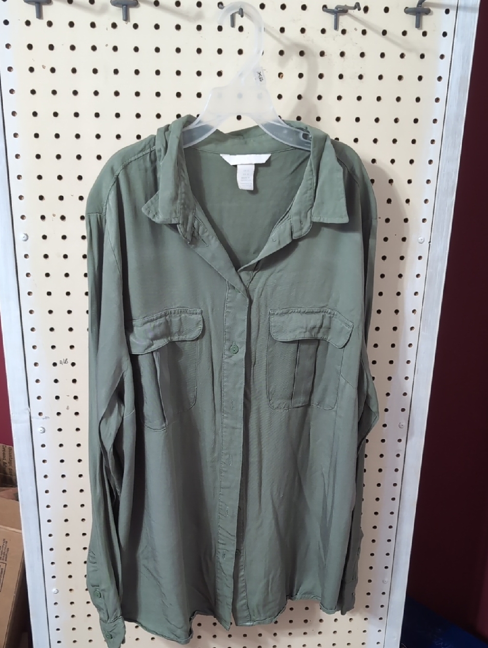 H&M Sage Green Button-Front Shirt